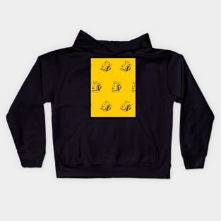 Black intricate fragments on a yellow surface. Kids Hoodie